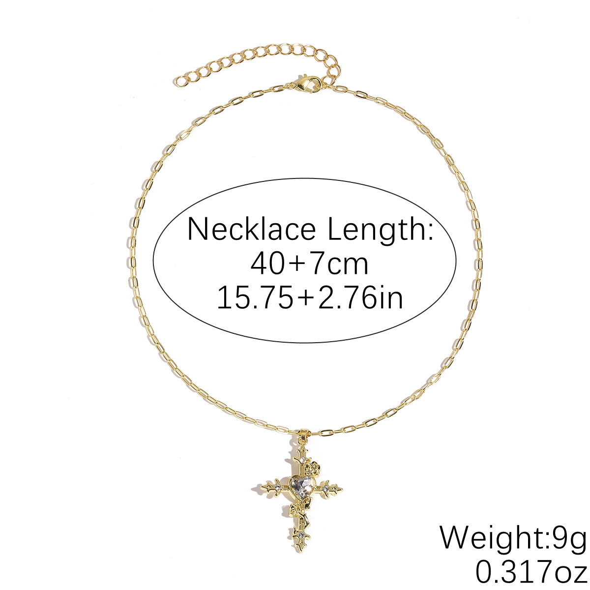 Zircon Cross Pendant Necklace