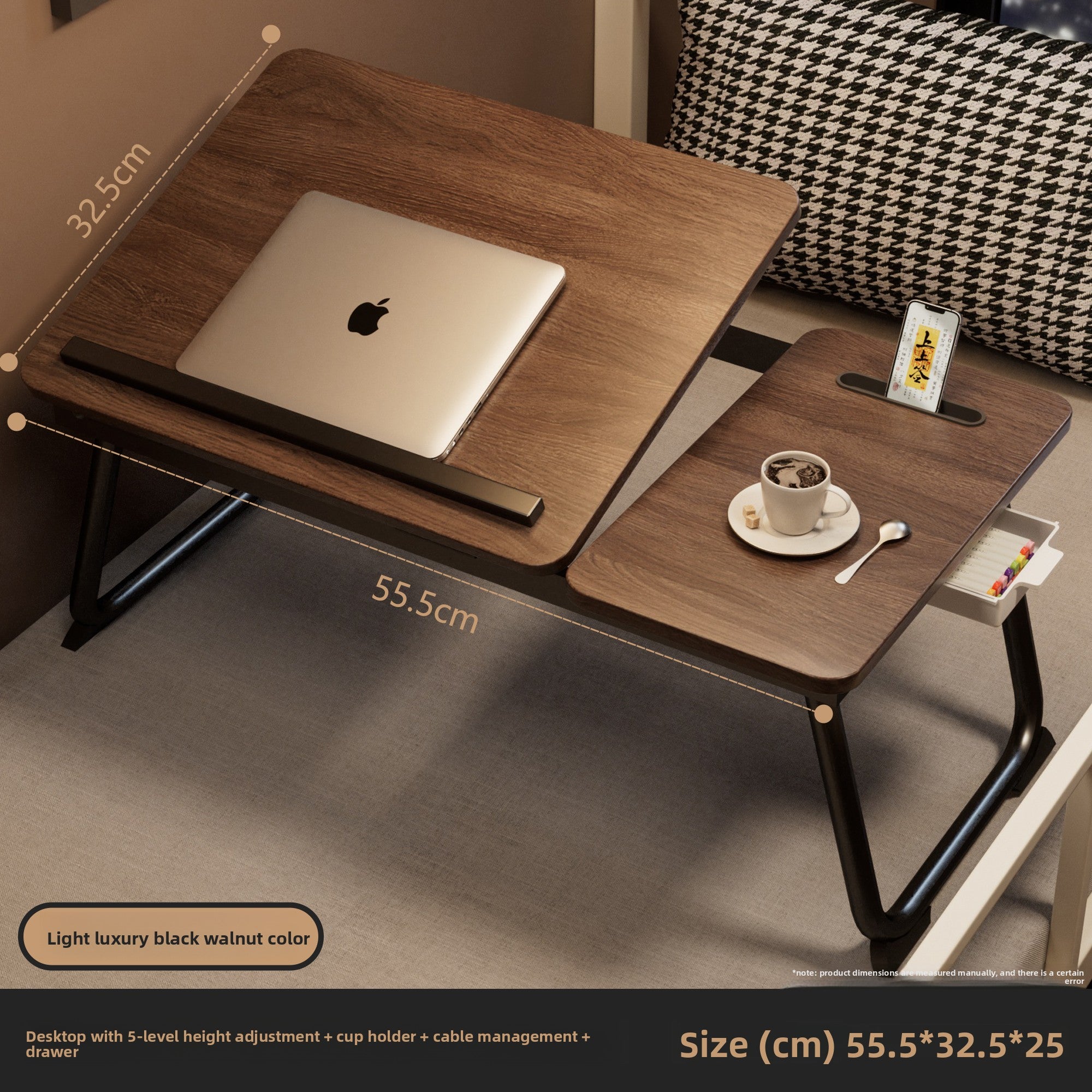 Adjustable Bed Table with Foldable Design