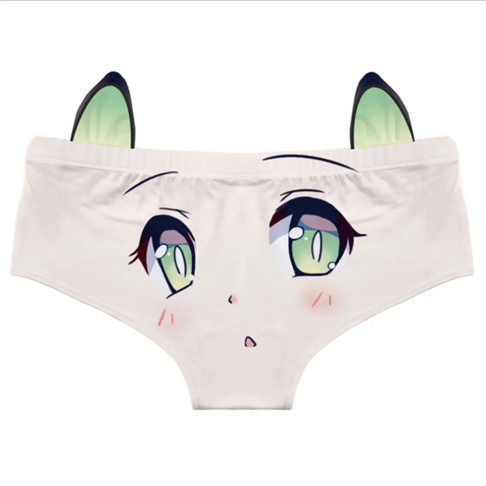 Mid-low waist half-sleeved cartoon anime thong pants