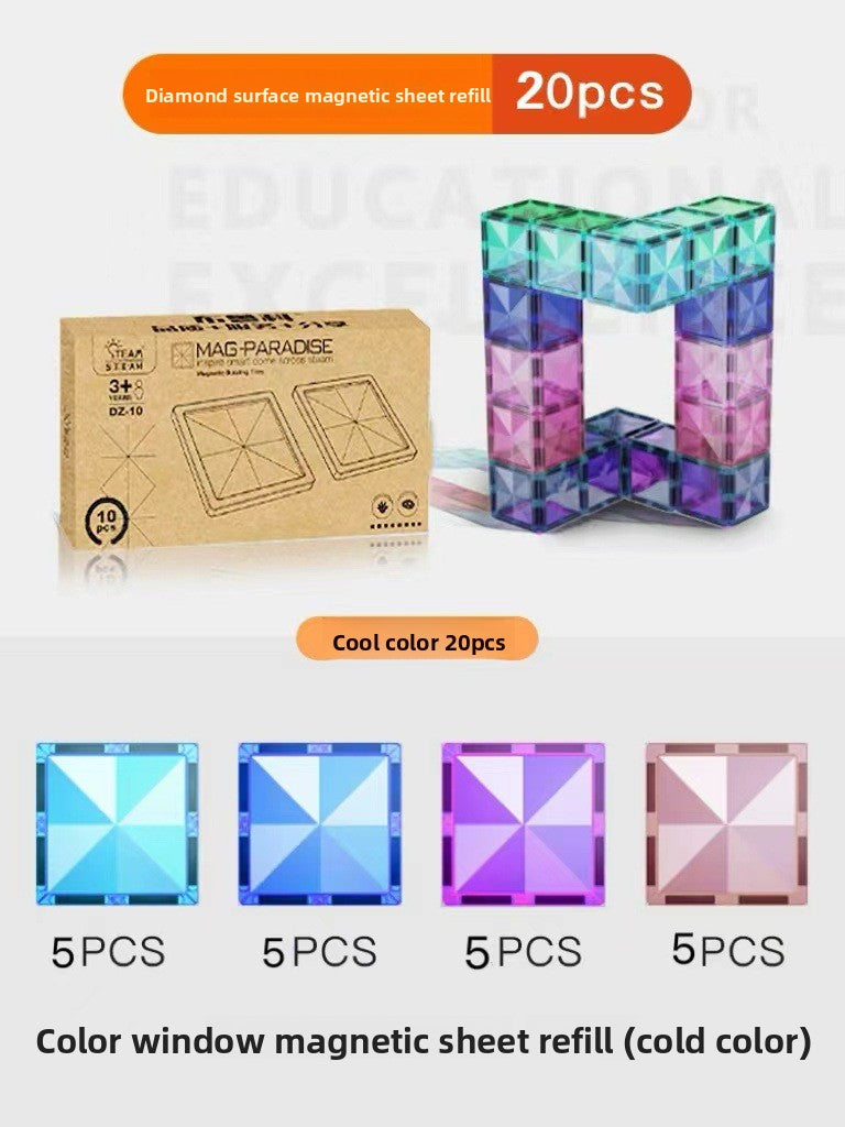 Diamond Surface Magnetic Tiles Stem  Building Block set Translucent Geometric 3D kits