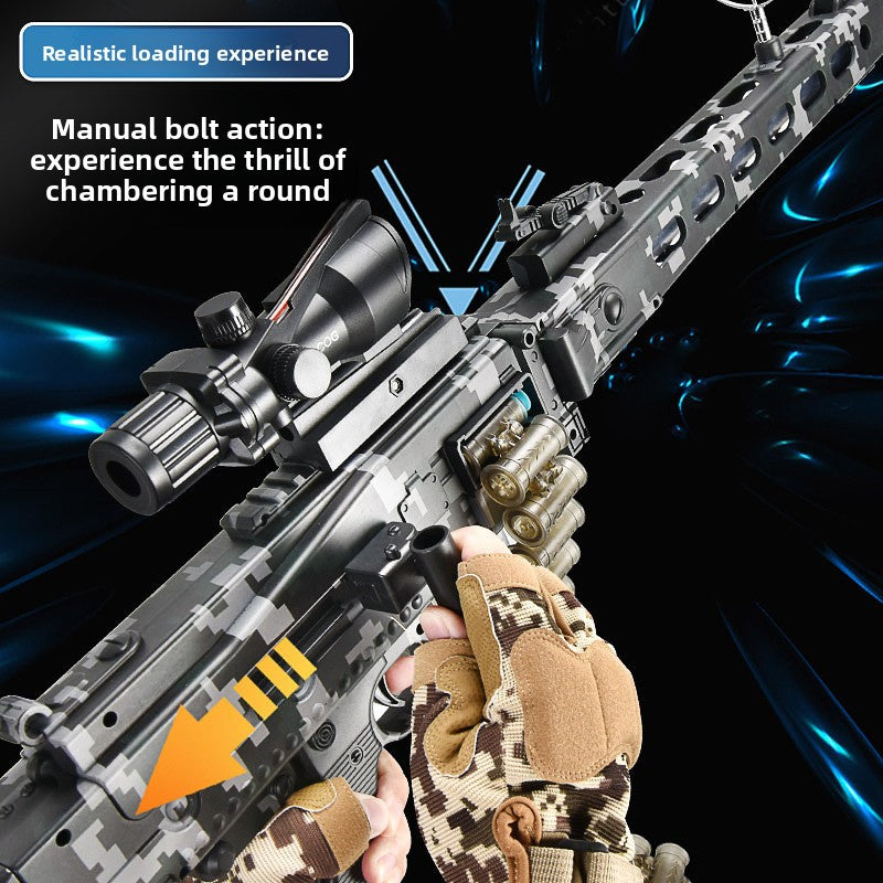 Realistic MG3 Soft Bullet Machine Gun – Chain-Fed, Shell-Ejecting Electric Burst Toy with Tripod