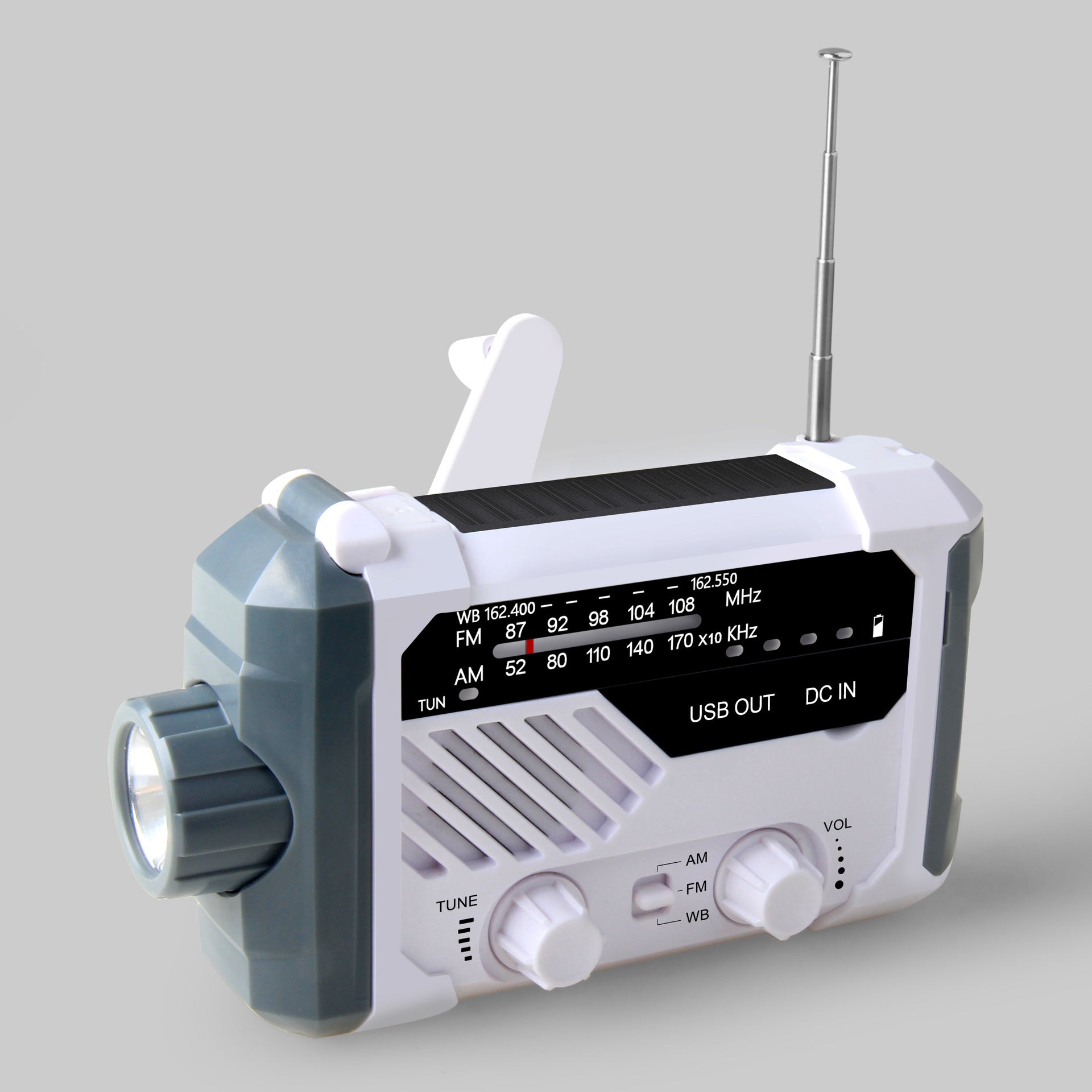 Multifunctional Solar Hand Crank Emergency Radio with Light and Alarm