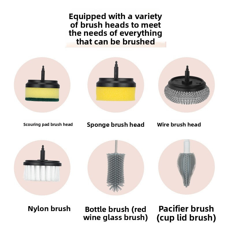 Electric Household Cleaning Brush with Replaceable Heads