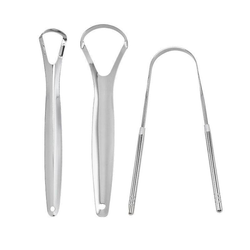 Medical-Grade Stainless Steel Tongue Scraper Set - Professional Metal Oral Hygiene Cleaner for Fresh Breath and Halitosis Treatment (U-Shaped & Loop)