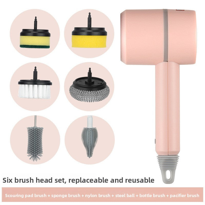 Electric Household Cleaning Brush with Replaceable Heads