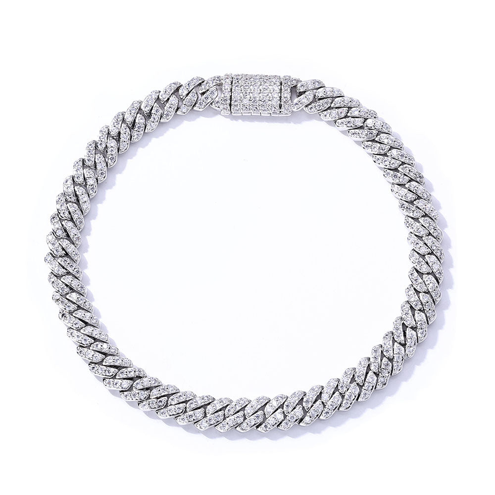 6mm Single Row Full Zircon Cuban Chain Bracelet