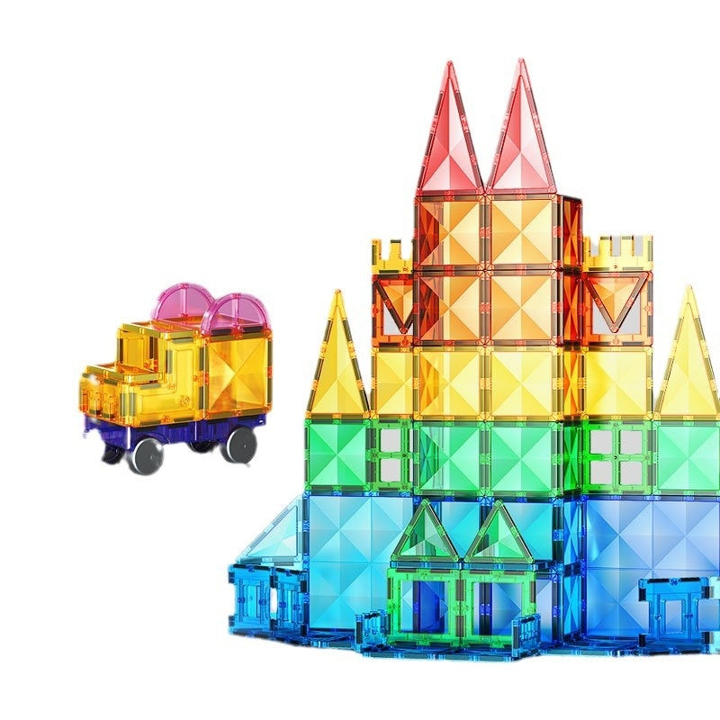 Diamond Surface Magnetic Tiles Stem  Building Block set Translucent Geometric 3D kits