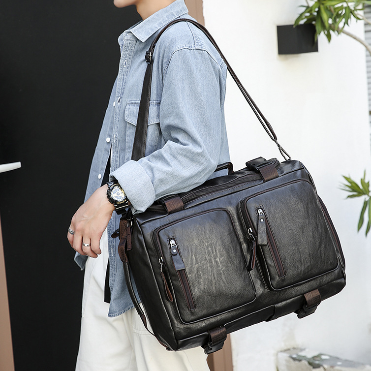 Multi-functional PU Leather Travel Backpack with Computer Compartment