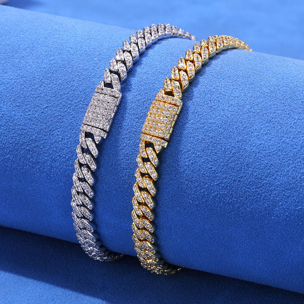 6mm Single Row Full Zircon Cuban Chain Bracelet