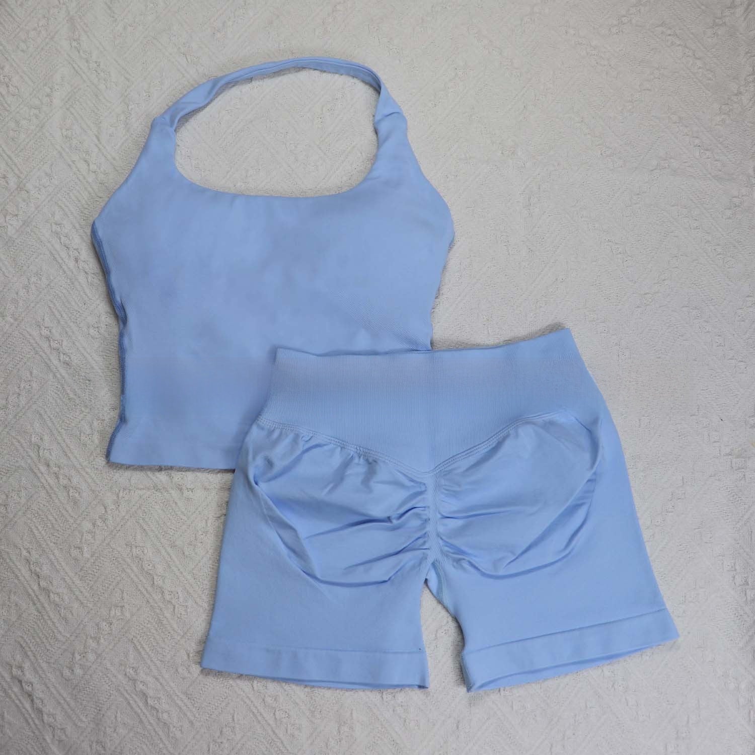 Seamless Yoga Halter Vest and Shorts Set