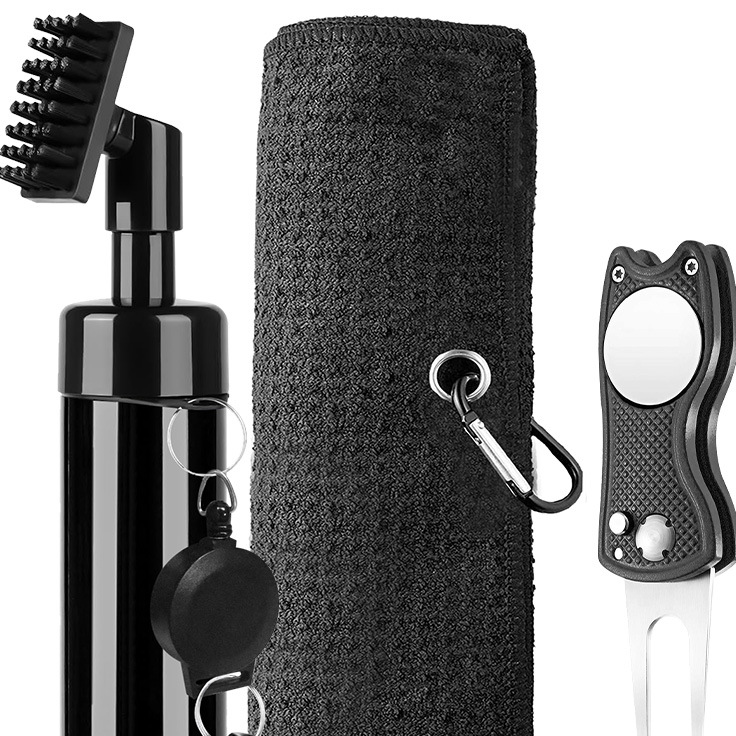 Golf Club Cleaning Set with Brush and Towel