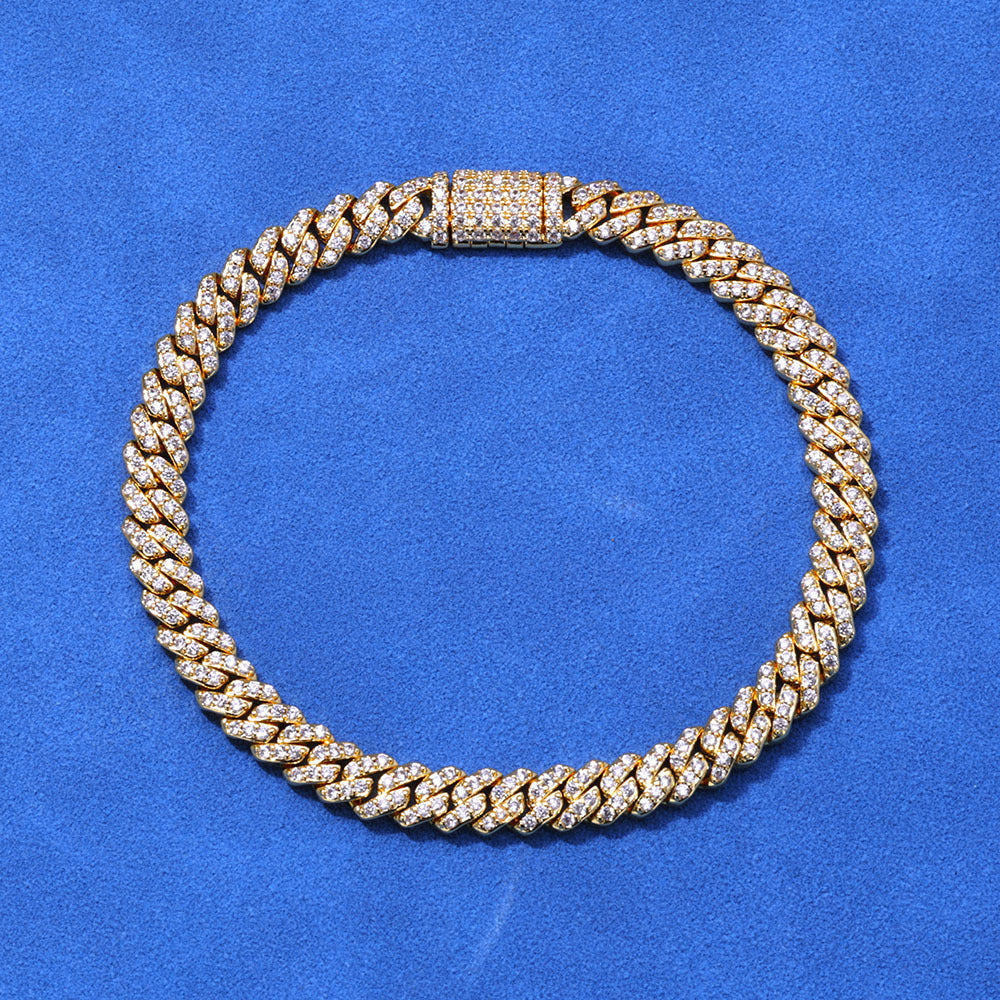 "Geometric Zircon Inlay Urban-Link Bracelet"