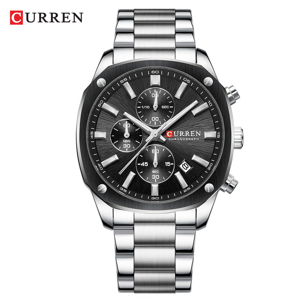 Curren Square Multi-Function Calendar Watch