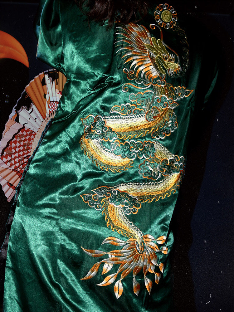 Silk-like Kimono Pajama Set for Women