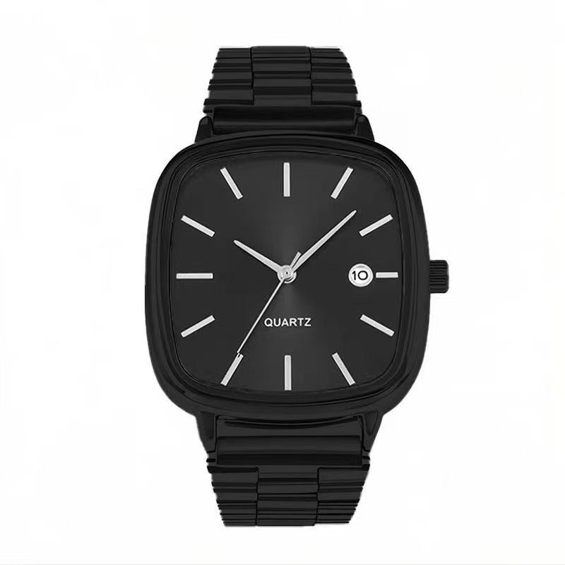 Square Quartz Watch with Stainless Steel Band
