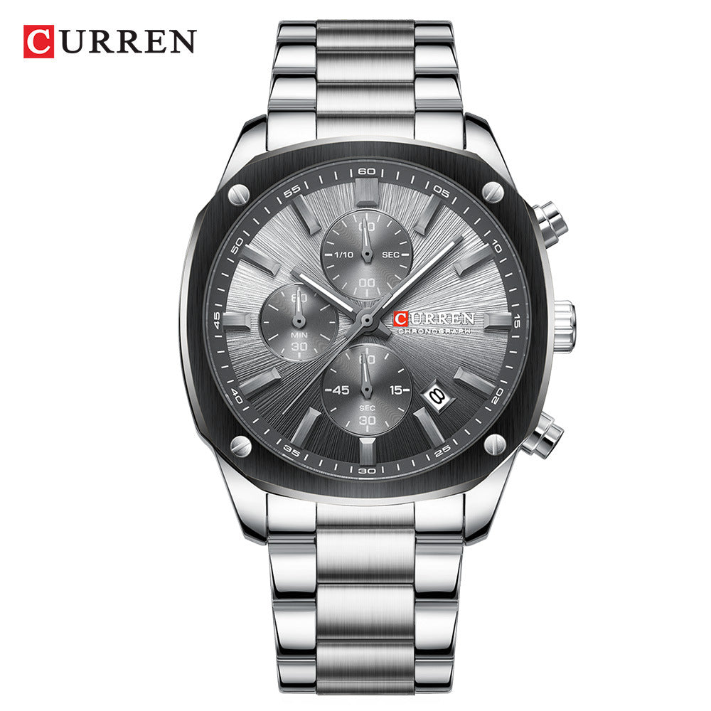 Curren Square Multi-Function Calendar Watch