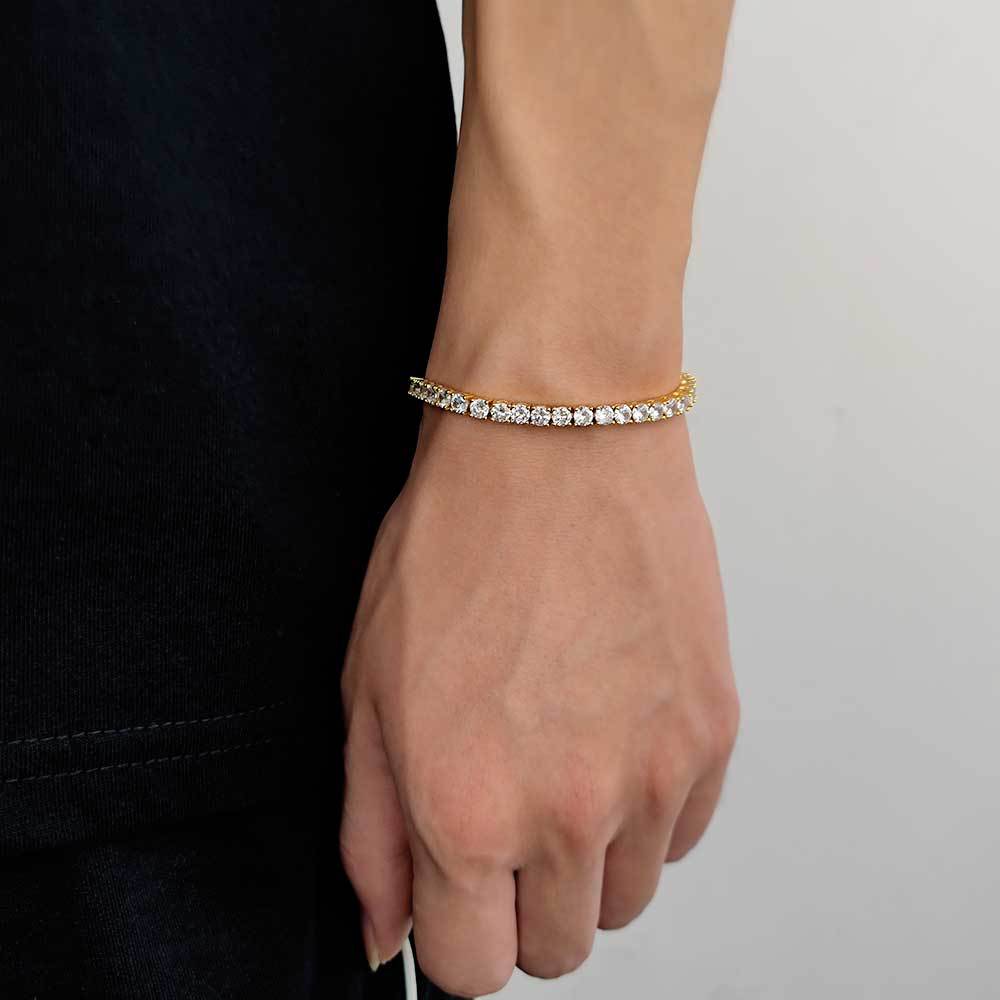 Unisex Classic Zircon Tennis Bracelet - Gold & Platinum Plated Ice Chain