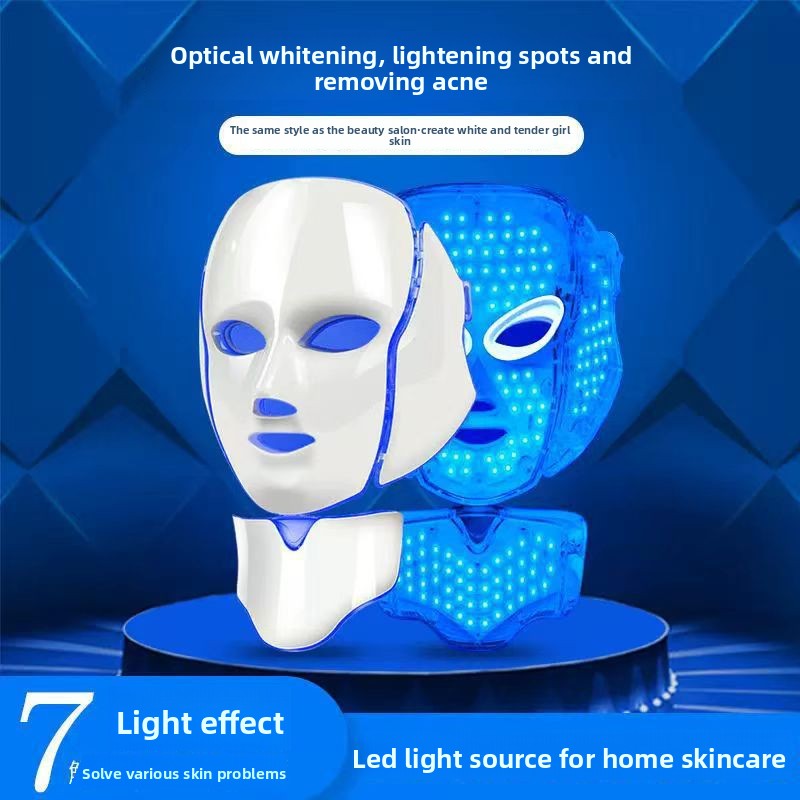 LED Photon Skin Rejuvenation Beauty Mask with 7 color light therapy and Neck coverage