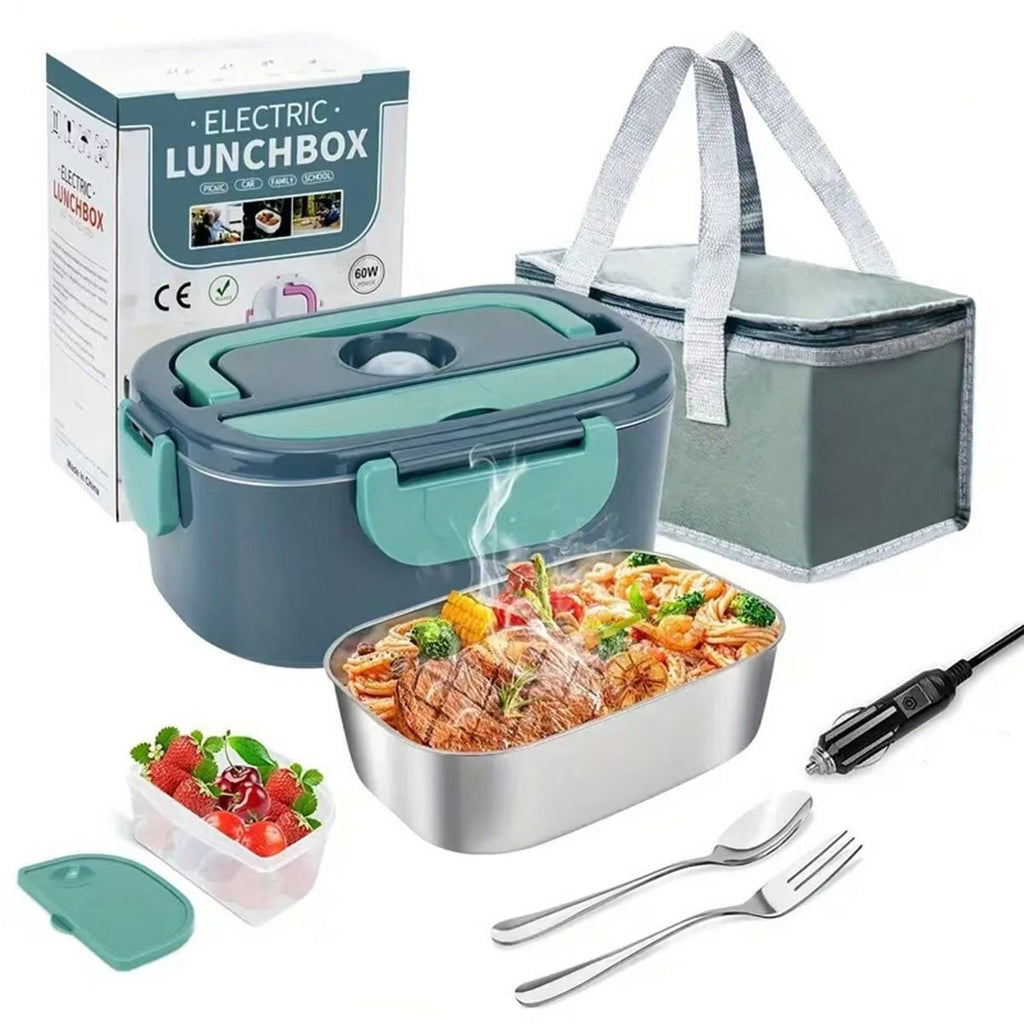 1.5L Portable Electrice Heating Lunch Box| Dual Use 12V/24V/110V/220V Car And Home Food Warmer | Stainless Steel Multi-Functional Cooker