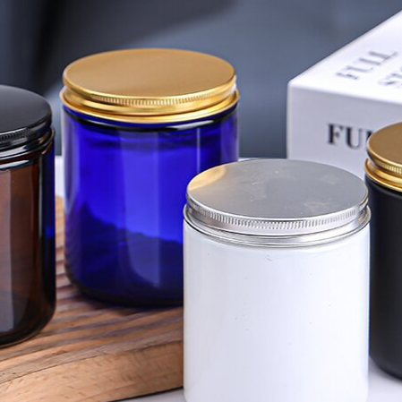 Multi-Color Glass Candle Containers – Elegant Home Decor Jars with Gold/Silver/Black Lids