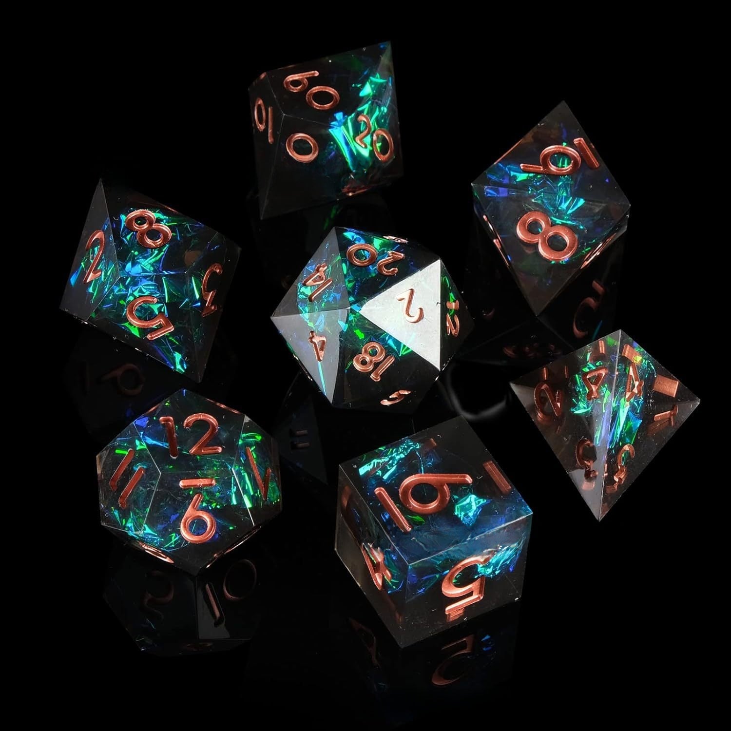 Epoxy Resin Polyhedral Dice Set for Tabletop RPG Games