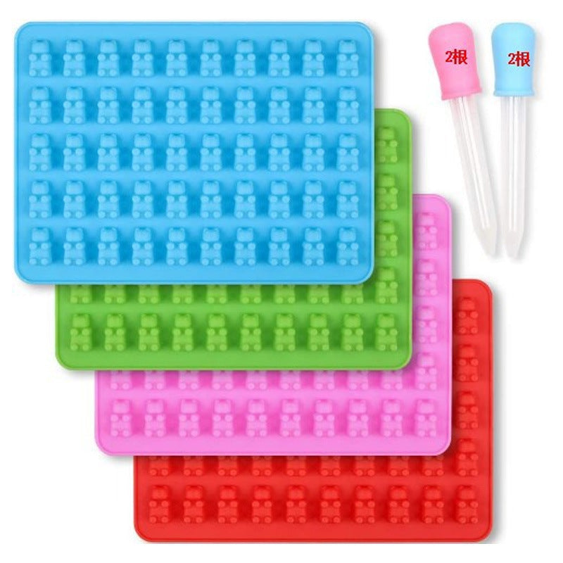 Silicone Gummy Bear & Dinosaur Candy Mold Set - Food-Grade Chocolate Making Kit with Liquid Droppers, Spatula & Gift Bags for Homemade Fruit Gummies, Jellies & Treats